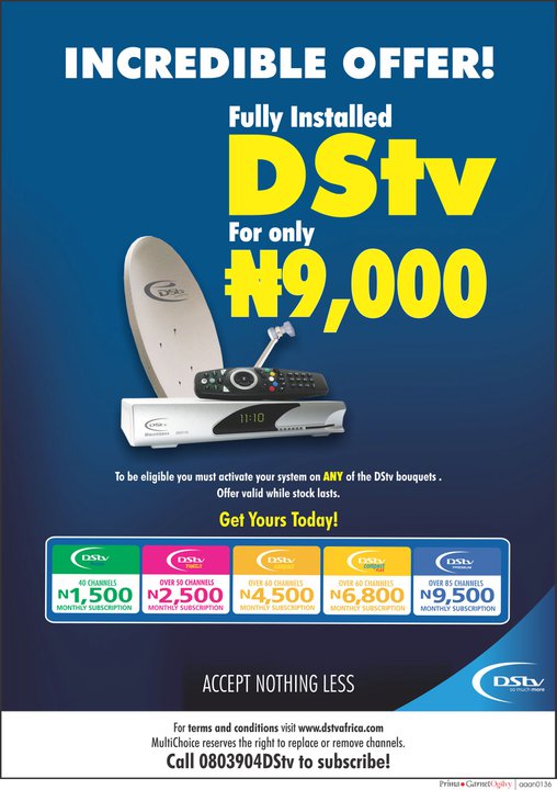 talkmedia Incredible offer....fully installed DStv system for N9,000!