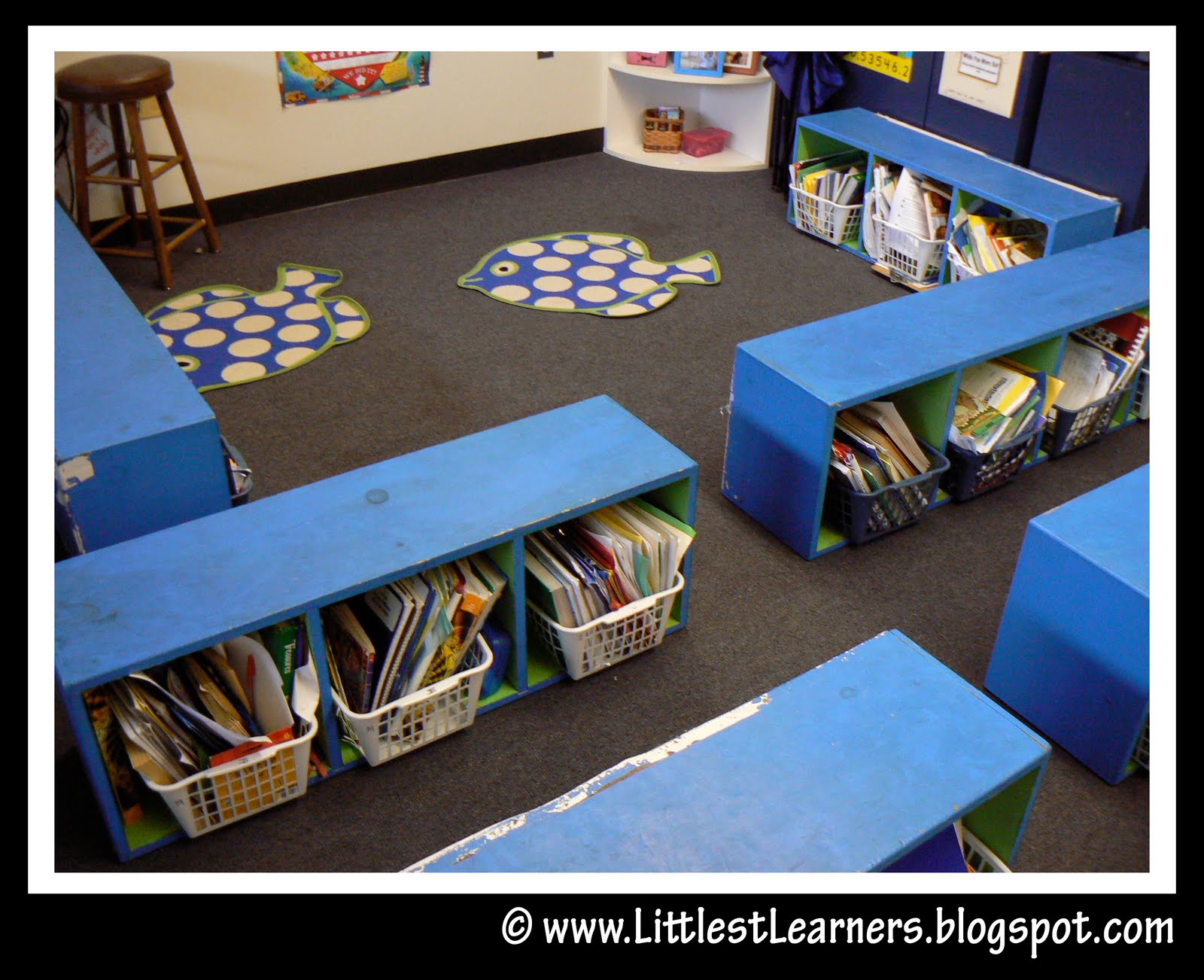 Littlest Learners / ClutterFree Classroom Blog Under Bench Storage