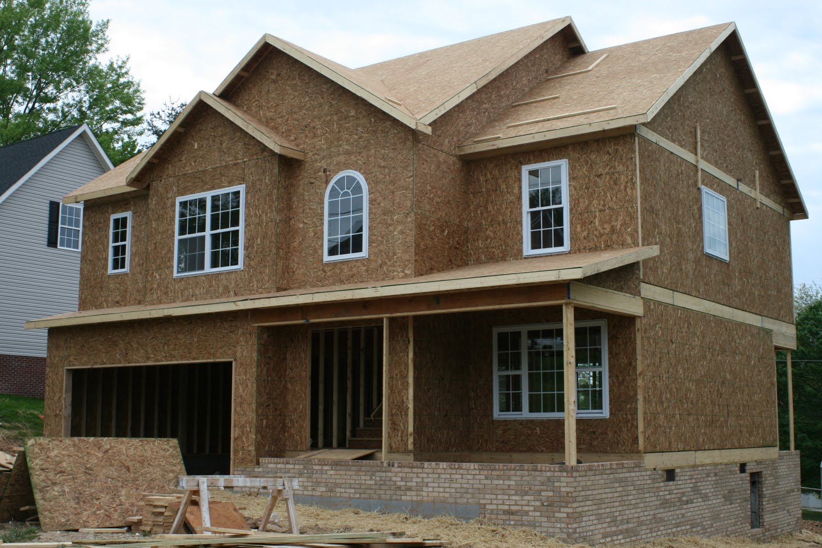 New House Construction Progress Framing Finished
