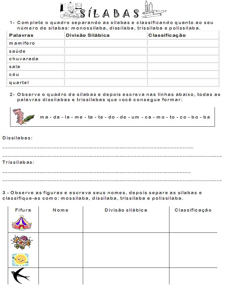 1,2,3, aprendendo outra vez...: Atividades de português - 3º ano do