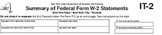 top of IT-2 Form, Summary of Federal Form W-2 Statements