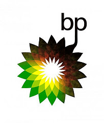 oil leaking from letters bp into rest of logo