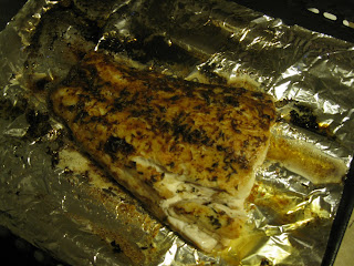 Sauce (The Food Blog): My delicious fish dinner (baked striped bass)