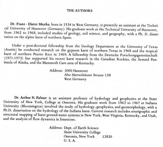 Espeleologia Bibliografia Caving Literature Miotke & Palmer. 1972