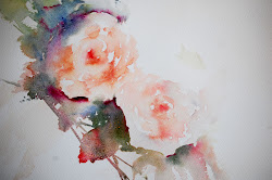 loose roses paint rose watercolours leaves