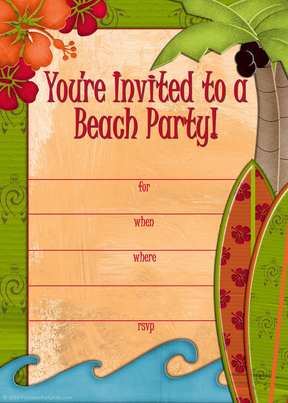 Free Printable Party Invitations Free Invites For A Summer Beach Party