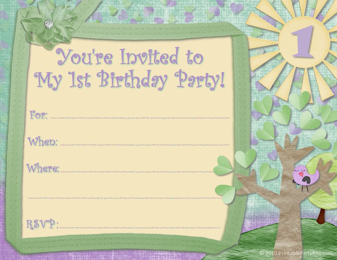 Free Printable Party Invitations: Free Invite Design for a 1st Birthday Party
