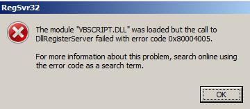 Image result for dllregisterserver failed with error code 0x80004005.