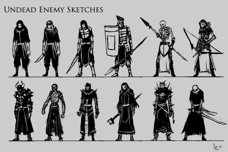 Drawing and Wandering: Undead Enemies Sketch