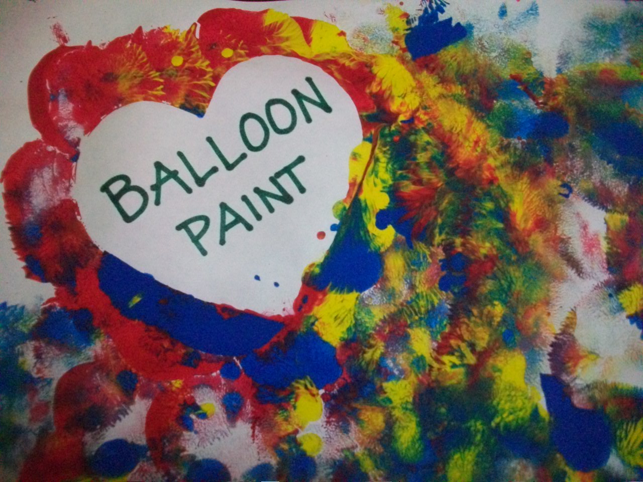 Fill balloons with paint, blow them up a little, tie them and stick