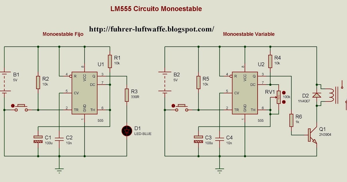 PROYECTOS ELECTRONICOS: LM555 Circuito Monoestable