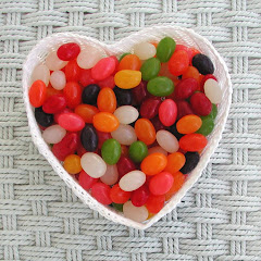 White Lace Heart with Jelly Beans