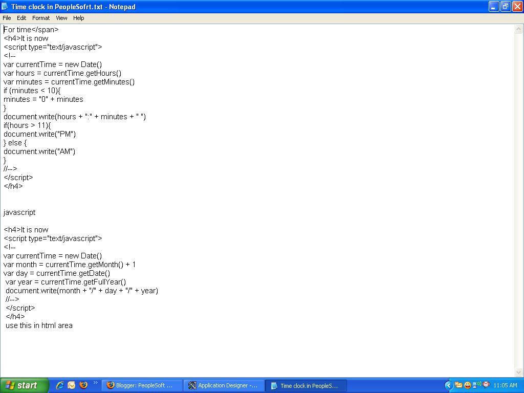 PeopleSoft: Time Clock code in Peoplesoft