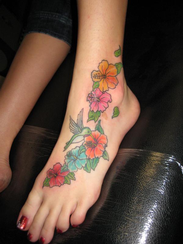 cute flower tattoos. star flower foot tattoo Cute