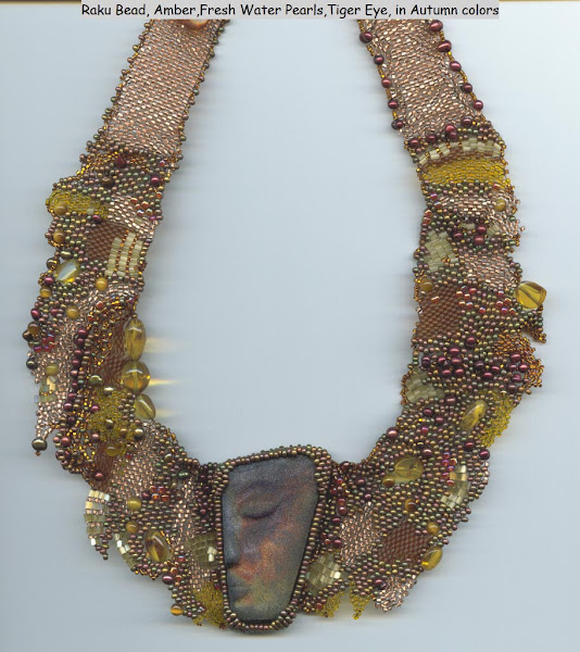 Necklace African Dream with Hand Made Raku Bead