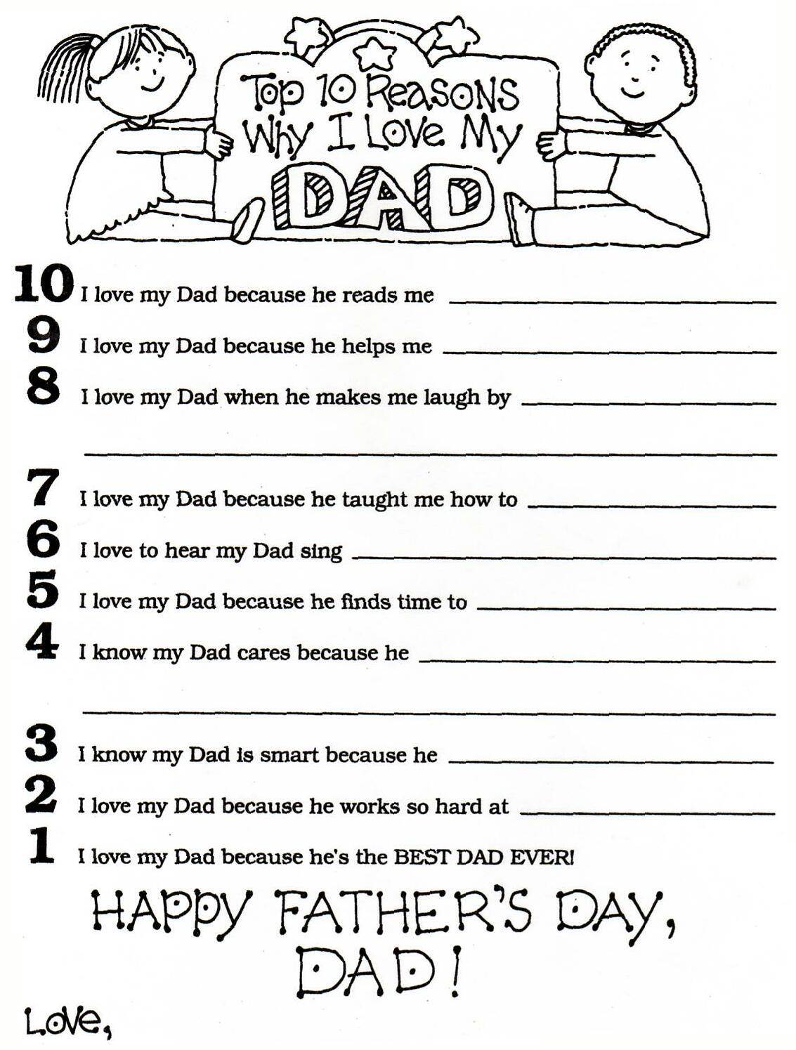 i love my daddy because coloring pages - photo #29