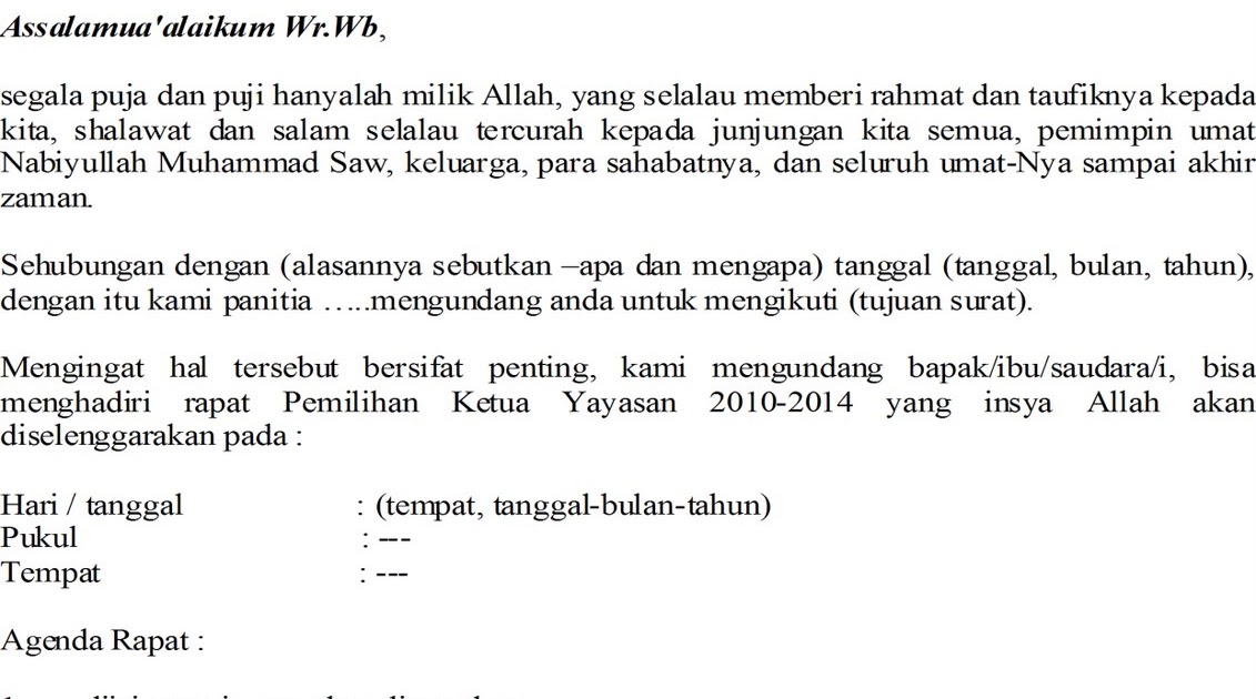 Contoh Surat Undangan Fatayat Nu