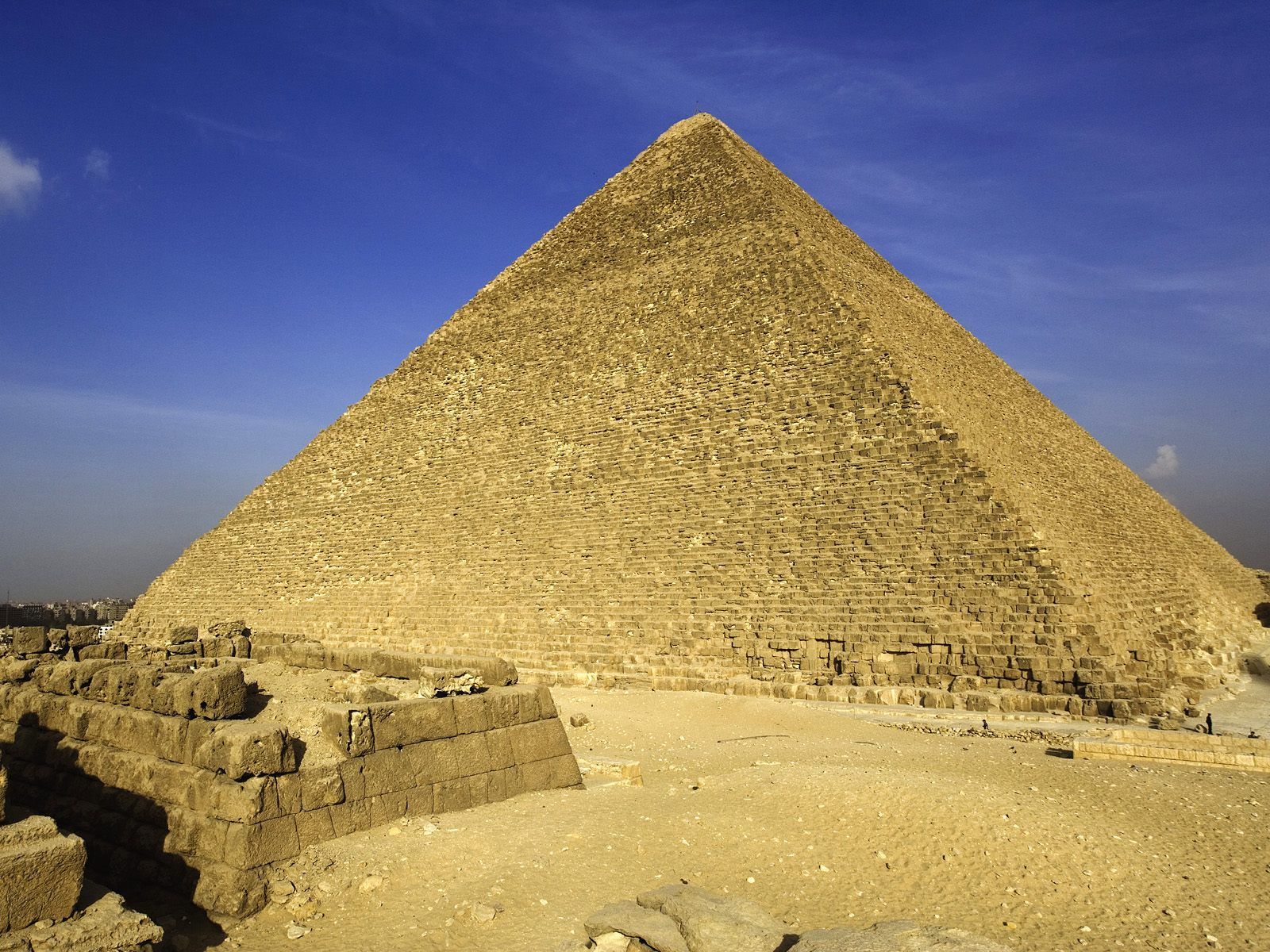 The Great Pyramid of Giza (also called the Pyramid of Khufu and the Pyramid of Cheops