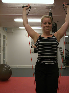 Axel%C3%B6vning+ovan+huvudet+med+tr%C3%A4ningsrem - Axelpress ovan huvudet - Veckans Övning