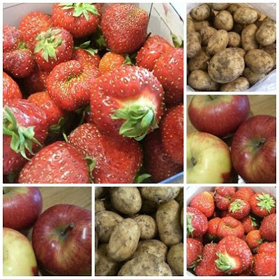 Jordgubbar,+f%C3%A4rskpotatis+och+%C3%A4pplen - Smart att storhandla tidigt på morgonen