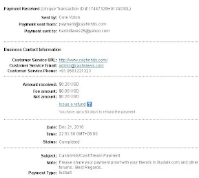 my 1st payment from Cashtream