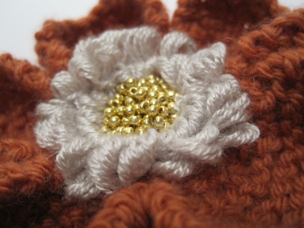My athi Hand knitted flower pattern is Featured in Etsy treasury