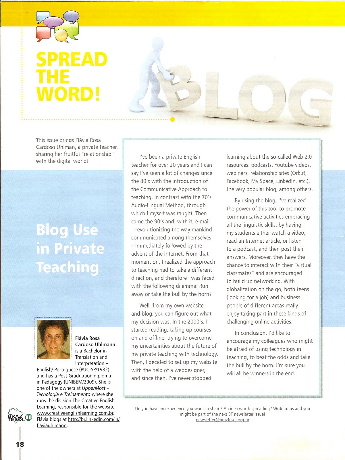 CREATIVE ENGLISH LEARNING BLOG My article on BLOG USE IN TEACHING