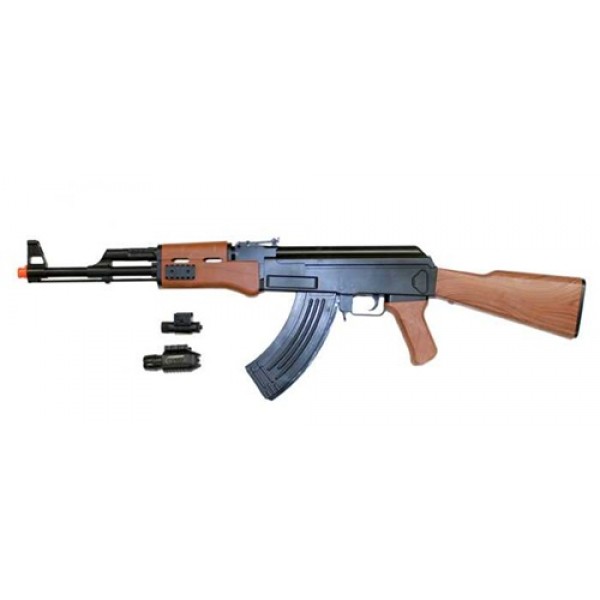 CYMA AK47 Spring Airsoft Rifle With Laser and Flashlight 220FPS Airsoft Gun