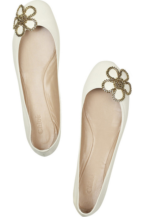 cream leather ballet pumps