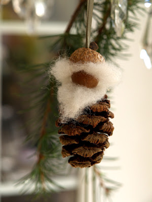 handmade pine cone gnome Christmas ornament