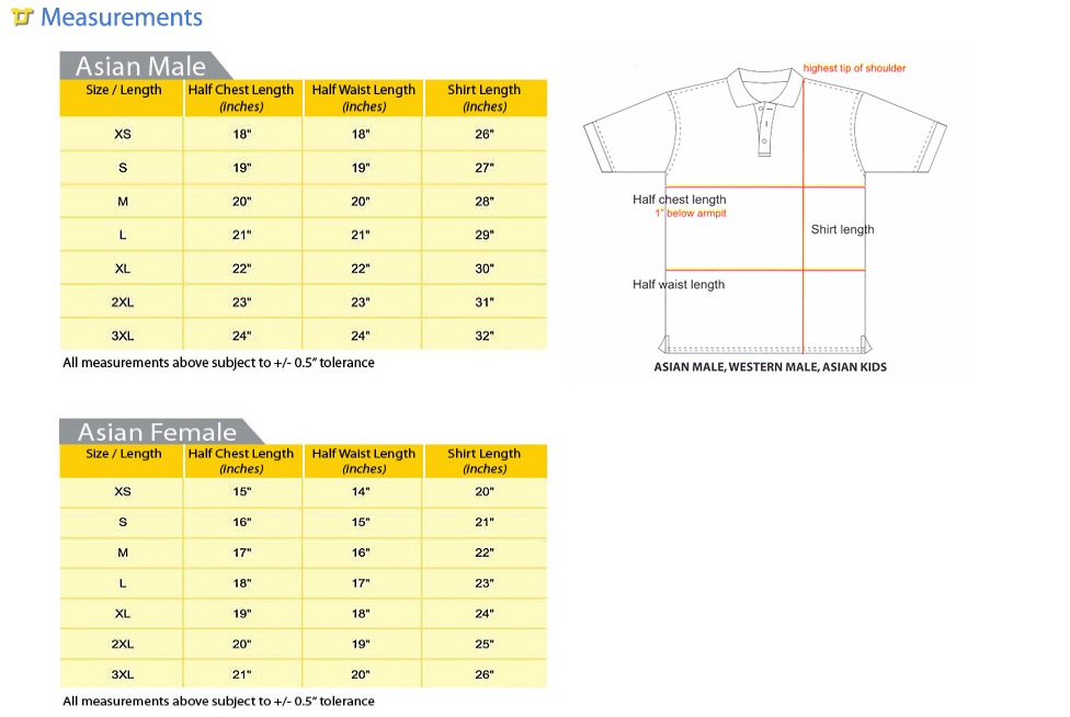 Shirt Collar Size Chart