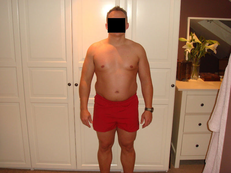 Julian — Front picture before Leangains — 222lbs