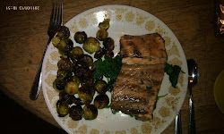 My dinner - salmon, brussel sprouts, spinach