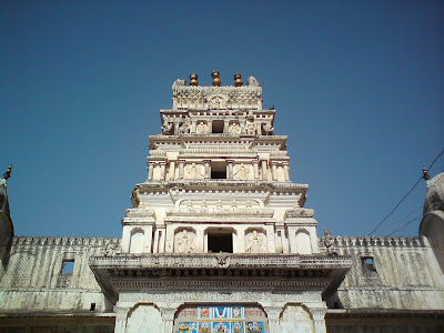 Intricateley carved upper part of the Rangji Temple - Pushkar