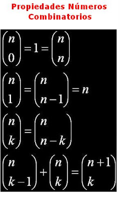 Diccionario Matematicas: Propiedades de Números Combinatorios