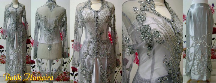 kebaya pengantin muslimah warna silver