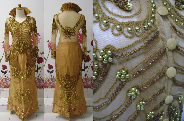 motif kebaya pengantin gold