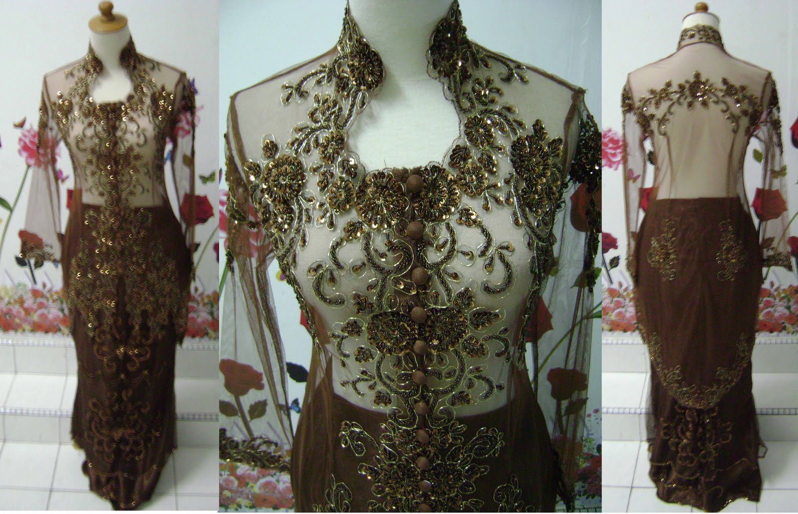 kebaya pengantin cokelat