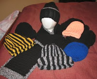 crocheted, knitted hats and mittens