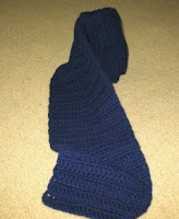 navy crocheted scarf