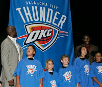 Oklahoma City Thunder Players Damien Wilkins and Desmond Mason Unveil the Team's New Name, Logo and Colors