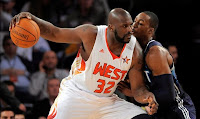 2009 NBA All Star Game - Shaq Backing Down Dwight Howard