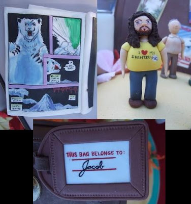 Lost & Ace of Cakes - A Close Up of the Lost Themed Cake made in Honor of Lost's 100th Episode by Charm City Cakes (A Polar Bear Comic Book Page, Hurley, & Jacob's Luggage Tag)