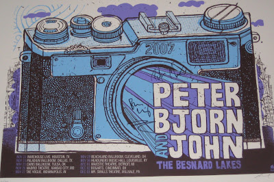 Peter Bjorn & John Tour 2007 Concert Poster by Methane Studios (Robert Lee)