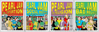 Pearl Jam - October 27, 28, 30, 31, 2009 - The Spectrum - Philadelphia, PA Concert Poster Set by Tom Tomorrow