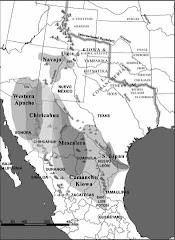 NDE' (APACHE) PEOPLES APPROXIMATE ZONES OF DISPOSSESSION & CONFLICT, LATE 19THc./ 20THc.