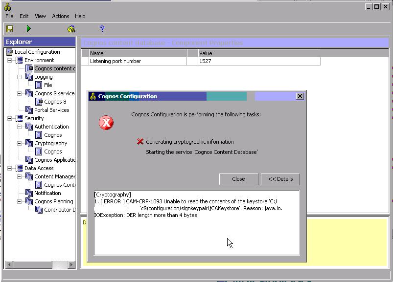 IBM COGNOS My solution to U COGNOS Error ' Reason java.io