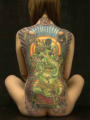Elephant Tattoo Art on Back Girl