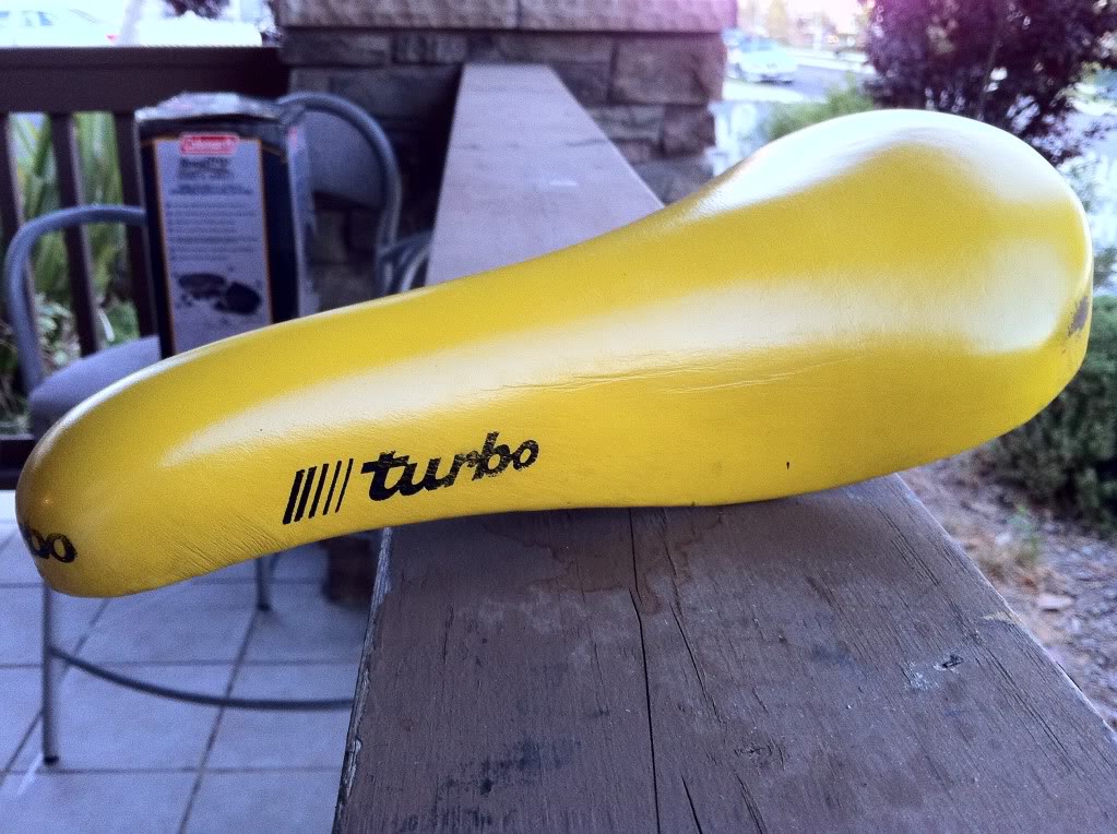 yellow road bike saddle