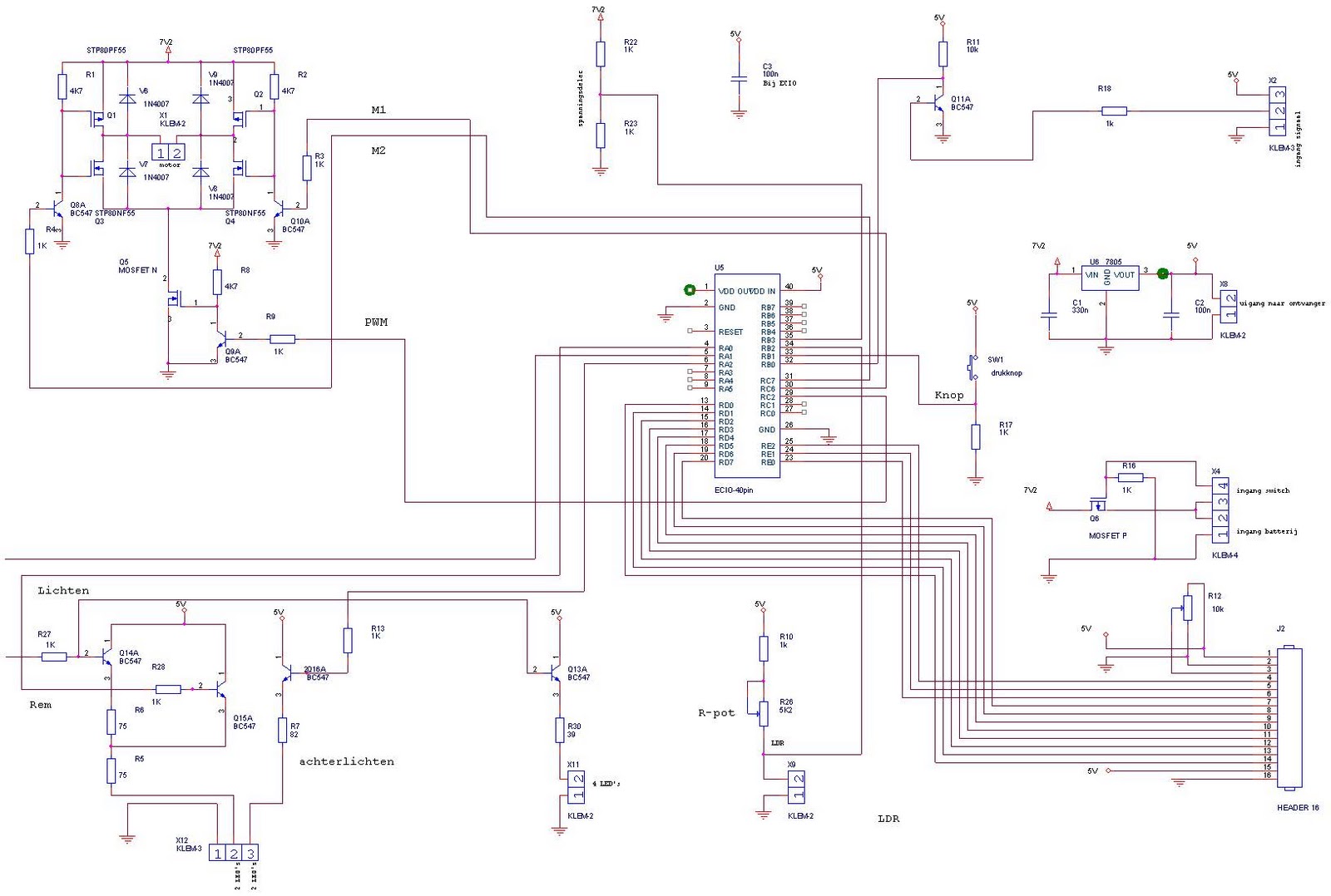 GIP: RC auto: schema + PCB